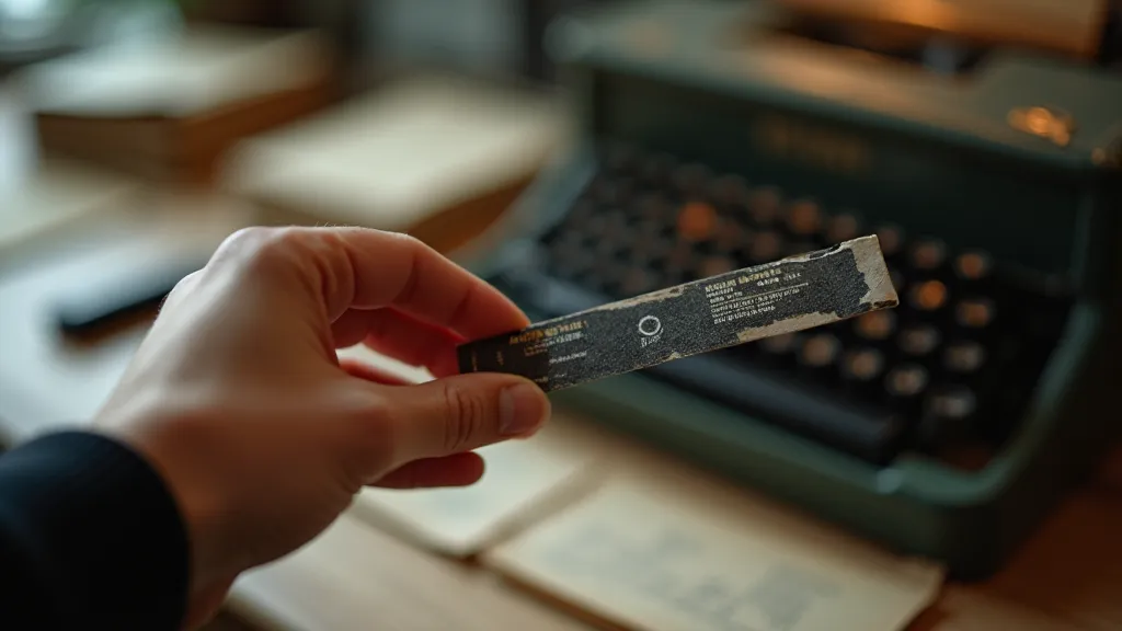 Hand holding a typewriter ribbon