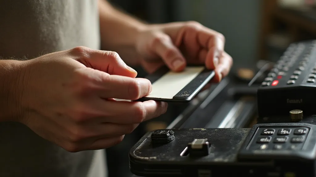 Hands holding a vintage typewriter ribbon