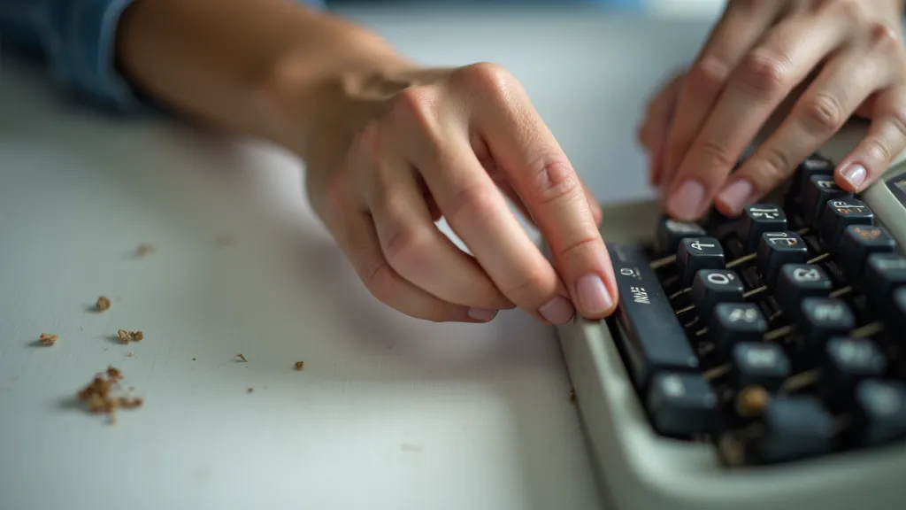 Hands carefully restoring a typewriter ribbon