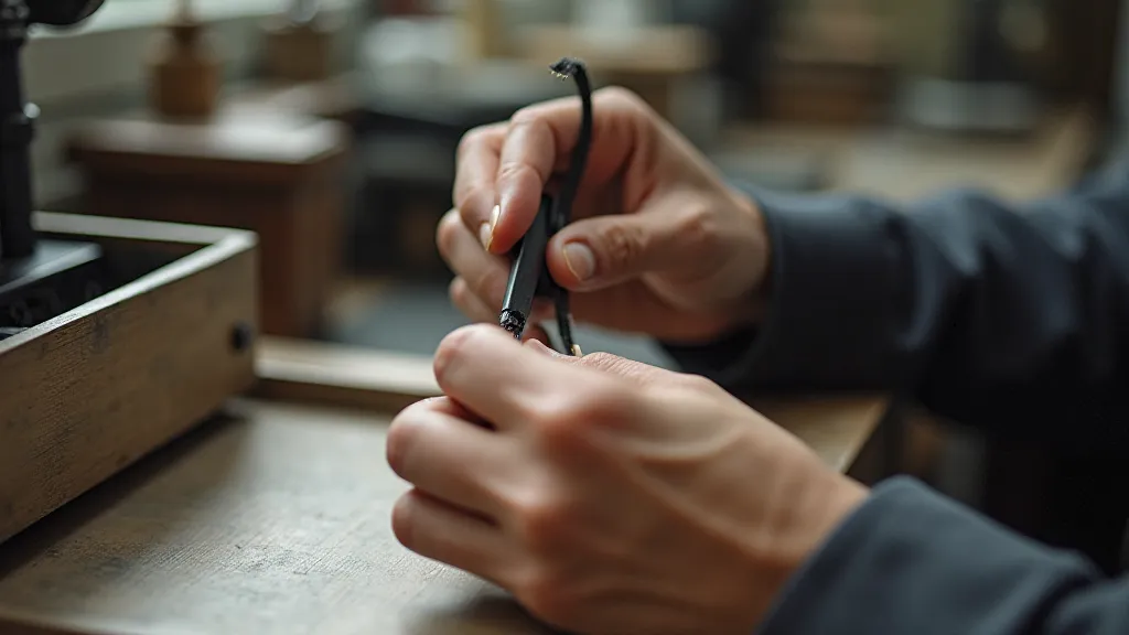 Hands restoring a vintage typewriter ribbon