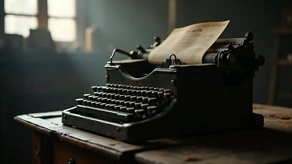 Antique typewriter with black ribbon