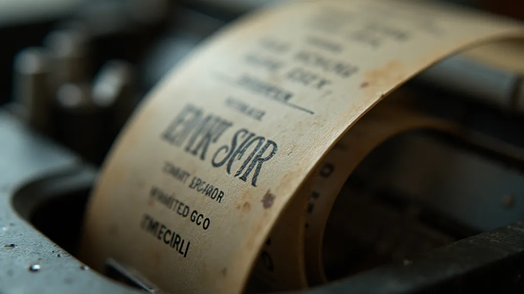 Macro view of a vintage typewriter ribbon